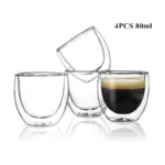 Verre à double paroi transparent fait à la main, degré de chaleur, thé standardisation, clics sains, tasse à café et à lait, verre à liqueur isolé, cadeau, 80-650ml, 1-6 pièces 8