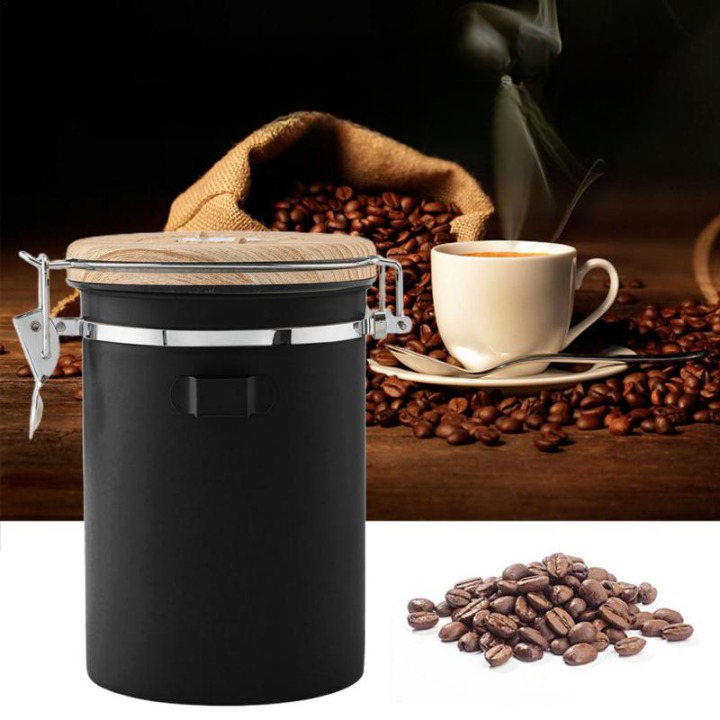 Boîtes à café hermétiques 1 kg de grains de café - 2800 ml - En acier  inoxydable avec suivi de la date - Pelle doseuse de 30 ml et valve de CO₂  pour