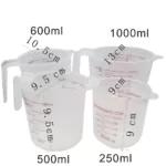 Tasse à mesurer en plastique, bec verseur, poignée transparente pour la cuisson, outil de cuisine, livraison directe, 250ml, 500ml, 1000ml 8