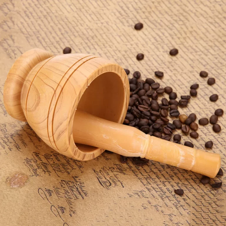 Ensemble de bol de broyage manuel en bois pour mortier et pilon, presse-ail, gingembre, Pot de broyeur d'épices, ensemble de pilon de mortier, outil de cuisine 6